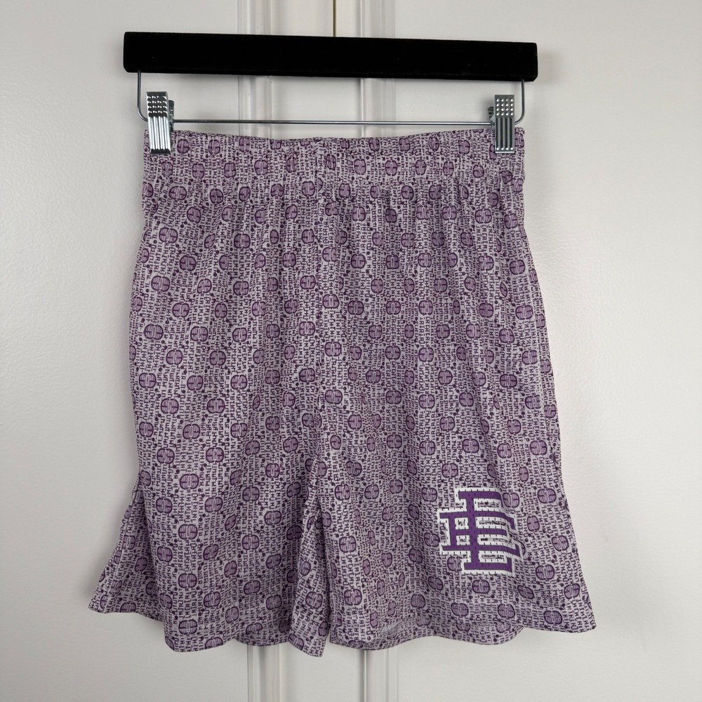 Eric‎ Emanuel EE Basic Short Purple White Monogram Mesh Basketball Shorts Mens M